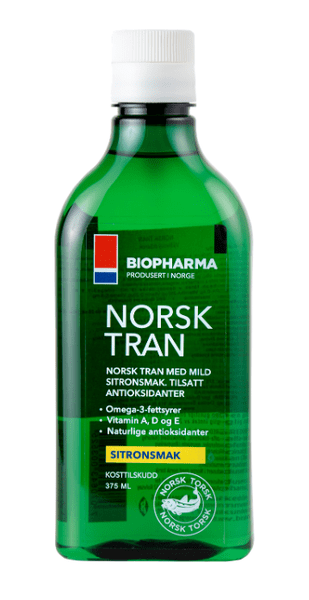 Biopharma Nórsky rybí olej s prírodnou citrónovou príchuťou Norsk Tran 375 ml